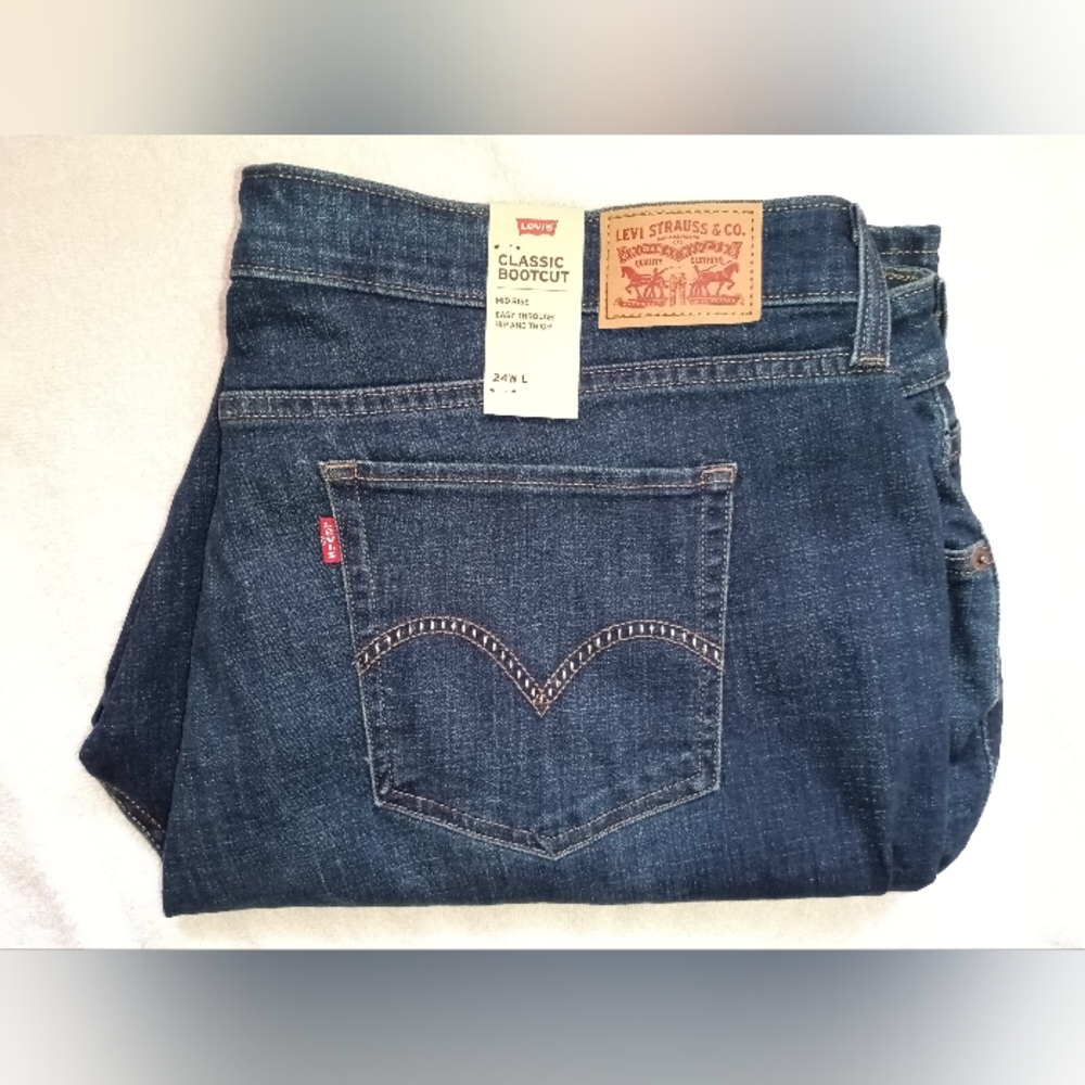 🆕Levi's 415 Women's Jeans Plus Size 24W Long Classic Bootcut Dark Wash Denim - Picture 1 of 15